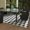 7x10 Black and Ivory Gingham Indoor Outdoor Area Rug