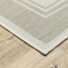 7x9 Ivory and Gray Bordered Indoor Outdoor Area Rug