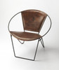 French Vintage Style Brown Leather Accent Chair