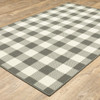 3x5 Gray and Ivory Gingham Indoor Outdoor Area Rug