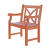 Brown Patio Armchair with Cross Back Design