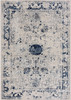 8 x 11 Navy Blue Distressed Floral Area Rug