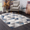 2 x 15 Navy Blue Geometric Diamond Runner Rug