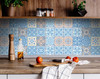 7" x 7" Ocean Blue Mosaic Peel and Stick Removable Tiles