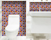 4" x 4" Orange Red and Blue Peel and Stick Removable Tiles