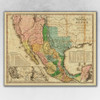 24" x 30" Vintage 1846 Map of Mexico Wall Art