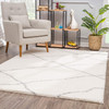 3 x 5 Ivory Modern Uneven Lattice Area Rug