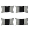 Set of 4 White and Black Lumbar Pillow Covers