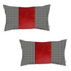 Set of 2 Red Houndstooth Lumbar Pillow Covers