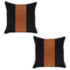 Set of 2 Black and Brown Faux Leather Pillow Covers