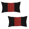 Set of 2 Black and Red Lumbar Pillow Covers