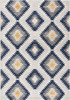 2 x 15 Blue and Gray Kilim Pattern Runner Rug
