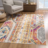 2 x 13 Gold and Ivory Distressed Tribal Runner Rug