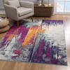 2 x 6 Gray and Magenta Abstract Area Rug