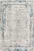 8 x 11 Ivory and Blue Abstract Distressed Area Rug