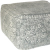 Light Gray Patterned Square Pouf