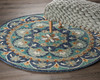 6 Round Blue Floral Mandala Area Rug