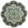 6 Round Blue Ornate Medallion Area Rug