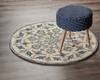 4 Round Blue Floral Oasis Area Rug