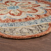 6 Round Orange Scalloped Edge Area Rug