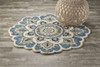 4 Round Blue Modern Floral Area Rug