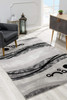 4 x 6 Gray and Black Abstract Waves Area Rug