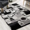 2 x 4 Gray Blocks and Rings Area Rug