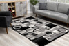 3 x 20 Gray Blocks and Rings Runner Rug