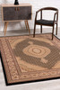 2 x 20 Black and Beige Medallion Runner Rug