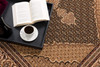 2 x 20 Black and Beige Medallion Runner Rug