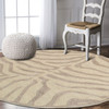 5 Round Taupe Zebra Pattern Area Rug