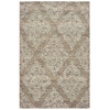 9 x 12 Khaki and White Damask Area Rug