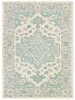 9 x 12 Turquoise and Cream Medallion Area Rug