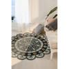 3 Round Gray Border Floral Medallion Area Rug