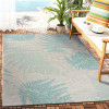 5 x 7 Teal Fern Leaves Indoor Outdoor Area Rug