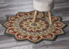 6 Round Red Decorative Petaled Edge Area Rug