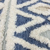 4 Round Blue and Cream Stripe Diamond Area Rug