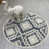 6 Round Gray and Cream Geometric Area Rug