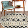 6 Round Blue and Cream Decorative Area Rug