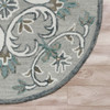 6 Round Gray and White Filigree Area Rug