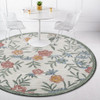 4 Round Gray Floral Traditional Area Rug