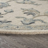 5 Round Beige and Blue Filigree Area Rug