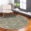 7 Round Light Gray Floral Area Rug