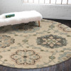 7 Round Ivory Intricate Floral Area Rug