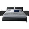 Black Platform King Bed with Two Nightstands