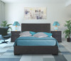 Grey Upholstered Queen Platform Bed