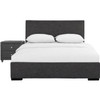 Grey Upholstered Twin Platform Bed with Nightstand