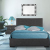 Grey Upholstered Full Platform Bed with Nightstand