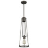 Jade 1-Light Oil-Rubbed Bronze Pendant With Vertical Structural Frames