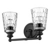 Black Metal and Pebbled Glass Two Light Wall Light